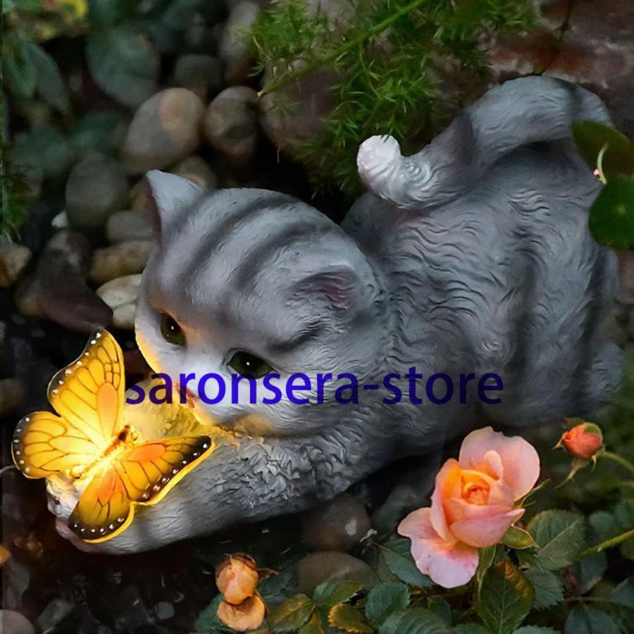 ベランダガーデン 装飾庭 かわいい 猫 置物ソーラーライト 屋外 アイデア動物 ネコ ねこ ソーラー充電式 装飾 ソーラーオーナメント